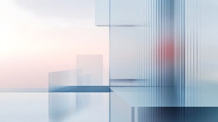 Poster - Minimalist architectural abstract with intersecting geometric lines gradients and clean contemporary design elements  The image creates a sense of depth balance