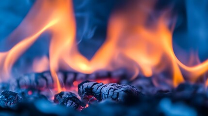 Poster - Roaring flames of burning fire with scorching heat and glowing embers creating a dramatic and intense scene of combustion energy and warmth