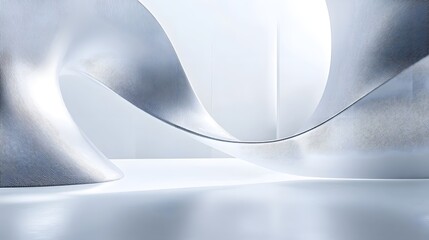Aufkleber - Smooth abstract geometric shapes and curves in a clean minimalist monochrome backdrop creating a futuristic elegant and stylized visual composition