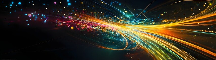 Aufkleber - Spectacular cosmic explosion of vibrant luminous colors and dynamic energy surging through the vastness of galactic space  Futuristic digital art showcasing the power and beauty of the universe