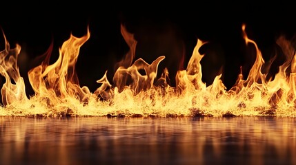 Aufkleber - Spectacular Raging Flames Blazing with Intense Fiery Power and Energy Creating a Dramatic Abstract Background in Warm Hues of Orange Yellow and Red