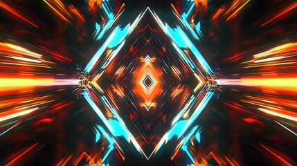 Aufkleber - Striking abstract image depicting a futuristic kaleidoscopic portal of luminous intersecting geometric shapes and radiant energy patterns  The design features a dynamic
