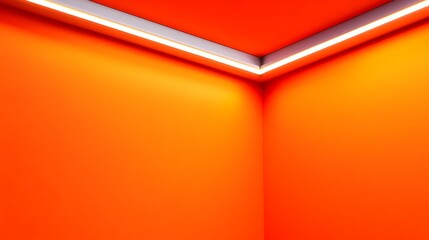 Canvas Print - Vibrant Orange Corner Room with Bright LED Lighting