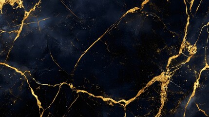 Poster - Stunning abstract background featuring a detailed cracked marble texture with vibrant golden veins and cracks on a dark moody surface  This elegant