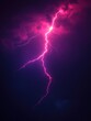 © Sarinya - Dramatic pink lightning strike against a dark stormy sky creating a powerful and electrifying atmosphere with a vertical composition