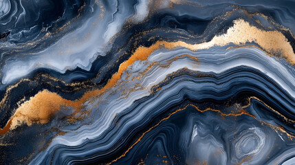 Aufkleber - Vibrant Abstract Agate Swirls Luxury Background with Fluid Fractal Patterns in Moody Earth Tones and Metallic Accents