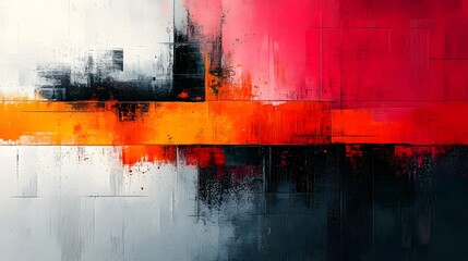Leinwandbilder - Vibrant abstract geometric composition featuring bold contrasting colors intersecting lines and dynamic overlapping shapes
