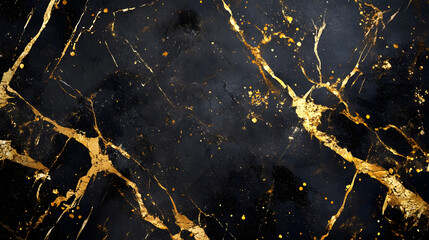Poster - Vibrant and Energetic Abstract Design with Ink Splashes Ripples and Cracked Marble Texture on a Dark Background  This Expressive and Sophisticated Artwork Creates a Sense of Movement Tension
