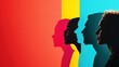 © Thinnawat - Colorful Silhouettes of Diverse Faces Against Bold Backgrounds