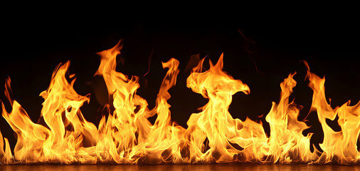 Poster - Vivid and intense flames of a powerful fire raging amidst the darkness creating a captivating and dramatic scene of destruction and raw energy