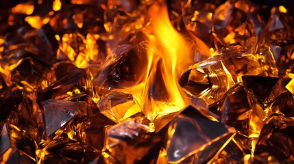 Aufkleber - Vivid and Intense Flames of Burning Fire with Dramatic Fiery Glow Flickering Embers and Textured Burning Backdrop  Abstract Fiery Background with Powerful and Dynamic Movement