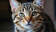 © Fuzzy08 Design - Artistic close-up of a cute tabby cat with piercing green eyes
