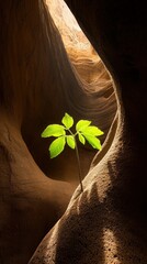 Sticker - Life Finds a Way A Plant Sprouting in a Canyon