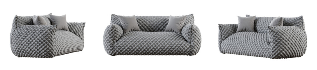 Poster - Sofa set isolated on transparent background. 3D render. 3D illustration.