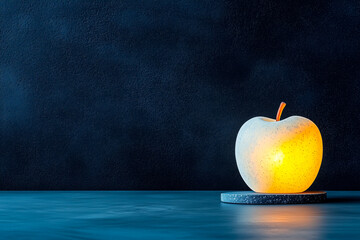 Wall Mural - Illuminated Apple-Shaped Object on Circular Base