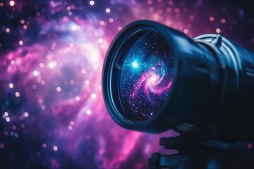 Wall Mural - a mesmerizing cosmic vista featuring swirling nebulae in vibrant purples and teals with glittering s