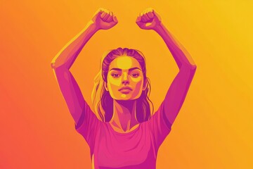 Wall Mural - International womens day concert poster featuring woman empowerment illustration with vibrant background. Generative AI