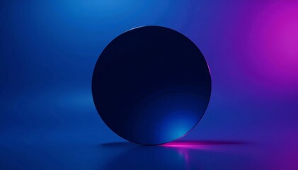 A small blue light rotates within an empty black circle against a vibrant blue and purple background, dot, background