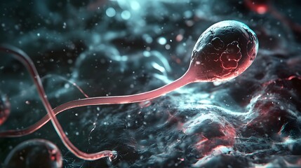 Fototapete - Surreal and dynamic digital depicting an abstract atomic or molecular energy particle glowing and pulsing with luminous plasma like energy in a futuristic sci fi inspired digital environment