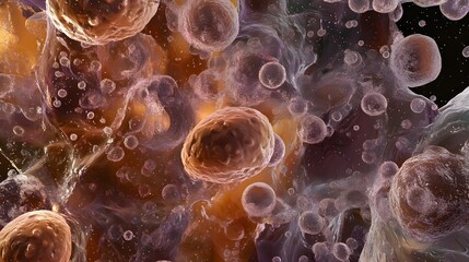 Aufkleber - Surreal Bioluminescent Abstraction Captivating Cellular Patterns and Fluid Illumination Reveal a Dreamlike Otherworldly Realm  Vibrant Textural