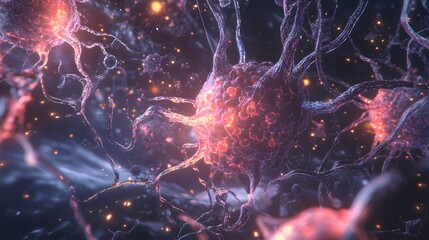 Fototapete - This visually striking image offers a captivating glimpse into the intricate neural network of the brain