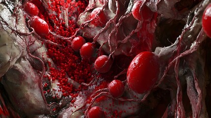 Poster - Vibrant Anatomical Abstraction of Intricate Blood Vessel Networks and Circulatory System Showcasing the Complexity and Beauty of the Human Body s Vital Life Sustaining Processes