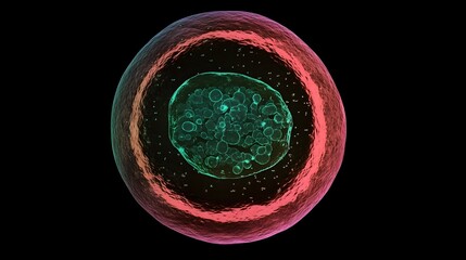 Poster - Vibrant and captivating 3D rendering depicting the intricate microscopic structure of an organic molecule or cell showcasing a visually striking and abstract pattern of shapes and colors
