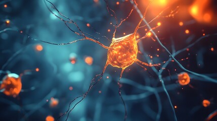 Poster - Vibrant and dynamic image of a colorful glowing neural network with intricate synapse connections pulsing with electric energy and neurological activity