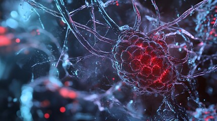 Fototapete - Vibrant and intricate microscopic abstract depicting the complex cellular structure suitable for use in scientific medical or healthcare related concepts and designs
