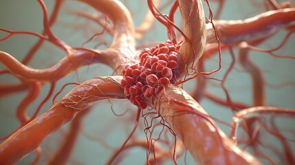 Aufkleber - Vibrant Coral like Organic Abstract Texture with Intricate Branching Patterns and Vivid Colors  Microscopic Cellular Structure with Fractal like Design