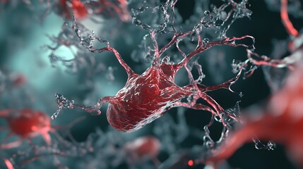 Poster - Vibrant Explosive Neural Spark Energetic Digital Art Conceptual 3D Render with Chaotic Fluid Movement Bursting Electricity and Futuristic Lighting Effects