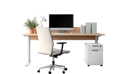 A computer and a sofa chair on the desk