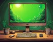 © Laurent - computer monitor with green screen