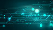 © Peter - Abstract technology background with digital connections and polygonal shapes in teal color on a dark blue background