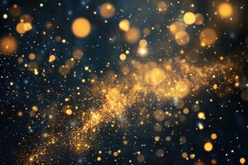 Wall Mural - cosmic nebula with glittering stardust and golden particles deep space background digital art style