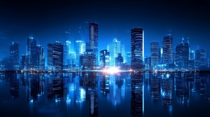 Poster - Futuristic City Skyline at Night