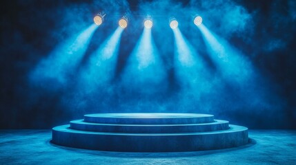 Canvas Print - Blue Stage Podium for Presentation