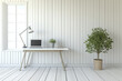 © Work 19 Studio - Minimalist White Home Office Workspace Design