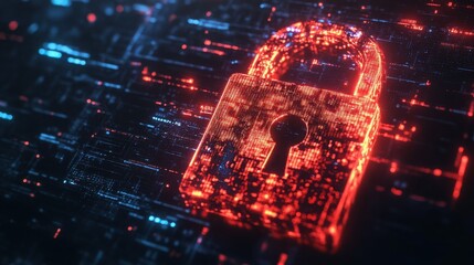 Digital Padlock Security System Cybersecurity Data Encryption Concept