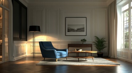 Wall Mural - Elegant and Sunny Living Room Interior Design