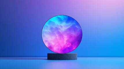 Wall Mural - Vibrant Nebula Circular Display - Abstract circular display showcasing a vibrant nebula, symbolizing innovation, technology, imagination, artistry, and cosmic wonder