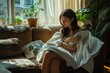 © BrandwayArt - Woman wrapped in a microfiber towel relaxing indoors