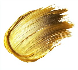 Leinwandbilder - Gold paint brush strokes on a white background, isolated. Golden oil or acrylic painting brush texture for design element decoration.