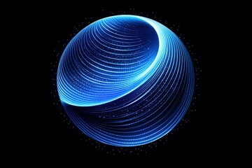 Wall Mural - A captivating abstract sphere luminous blue lines swirling against a dark backdrop creating a mesmerizing cosmic effect