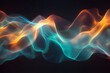 © Wuttichaik - A blue and orange wave. Abstract background with glowing blue and green waves on a black backdrop, a concept of sound or music visualization.