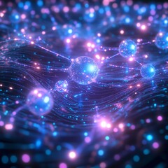 Poster - Interconnected Luminous Spheres: A Network of Energy and Light, Displaying Connectivity and Advanced Technological Concepts 