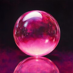 Aufkleber - Ornate Pink Orb: A Study in Light, Reflection, and Color in a Dark Ambient Environment