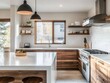 © Maryogi - A modern kitchen featuring new wood cabinets and a white counter