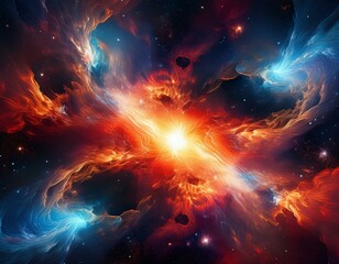 Wall Mural - cosmic explosion fiery nebula in space