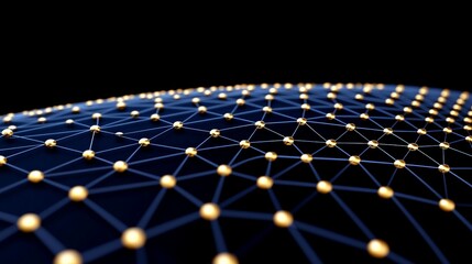 Wall Mural - abstract network structure with golden nodes and blue lines
